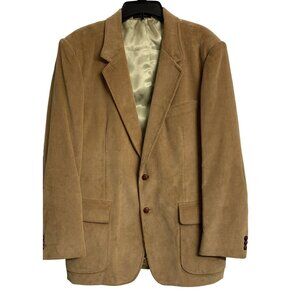 Men's Corduroy 42L Classic Casual Sport Coat Jacket Blazer Tan